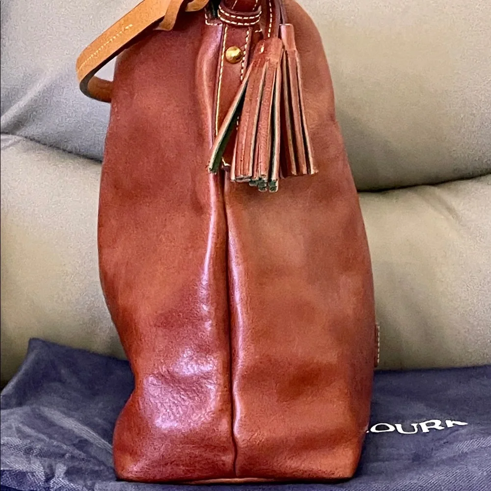 Dooney & Bourke Brown Leather Hobo Bag with Tassel